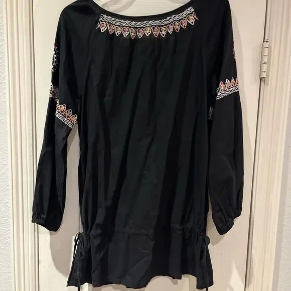 Double D Ranch Embroidered Blouse/Dress Size L Western Wear, Boho, Floral - Picture 6 of 8